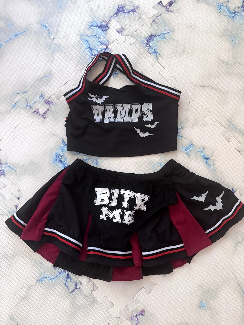 🦇❤️ Dolls Kill Trickz N' Treatz VAMP Cheerleader Costume Set ❤️🦇